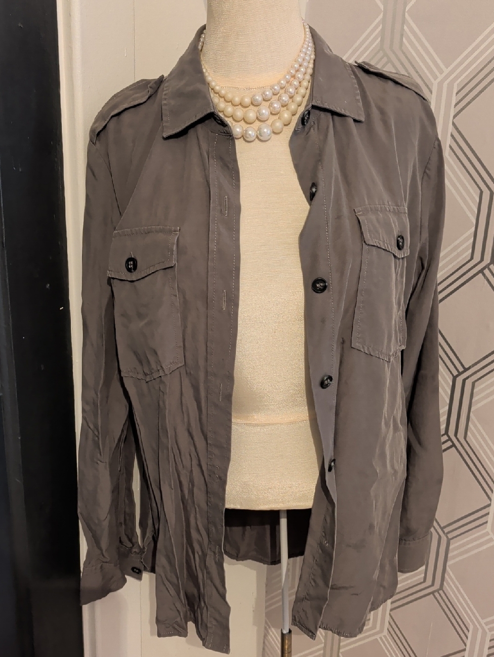 Lord & Taylor Women's Charcoal Shirt Jacket